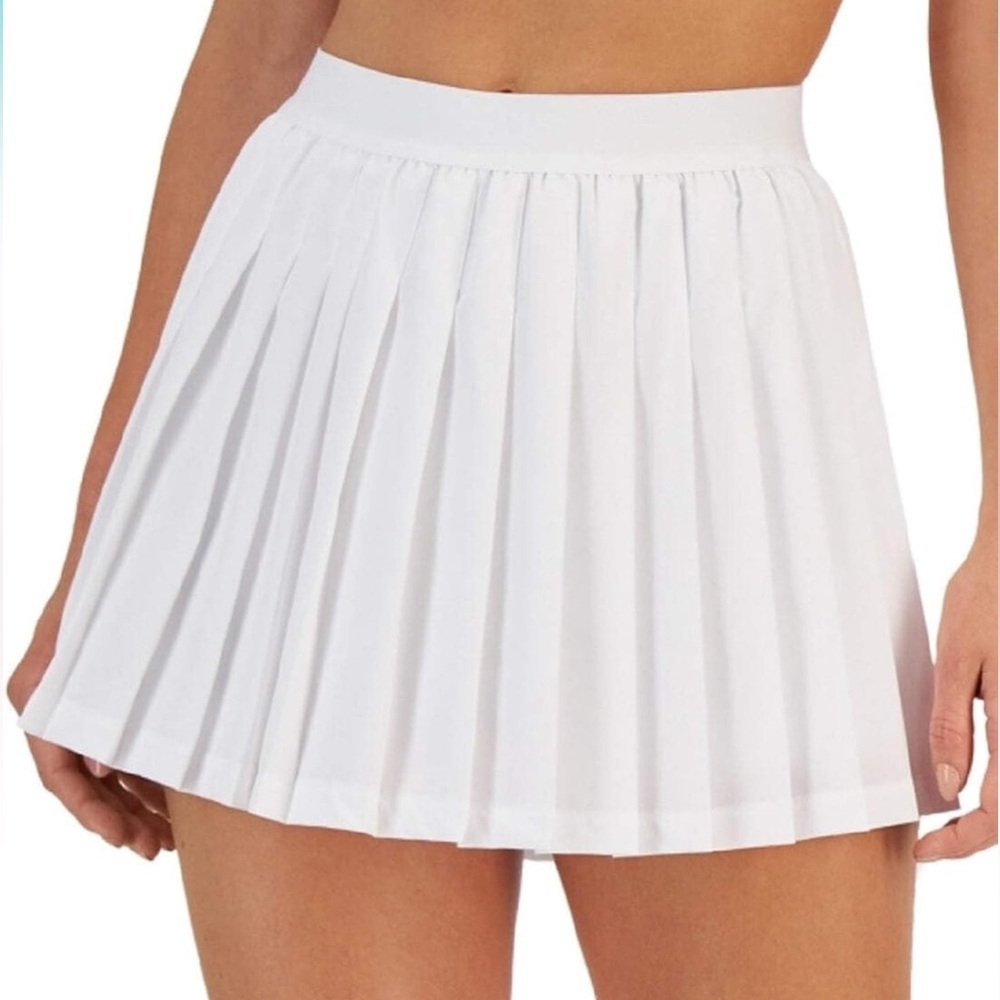 White Tennis Active Solid Pleated Mini Skort NWT - image 3